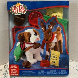 Elf Pets Good Tidings Tote & Scarf Accessories + Feed Bag, Bowl, Brush & Pillow